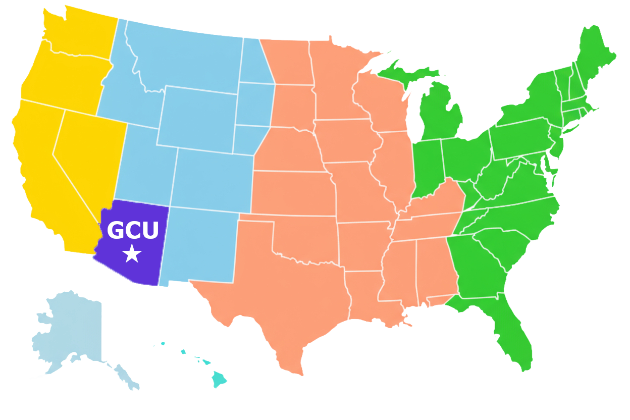 GCU Time Zone Map