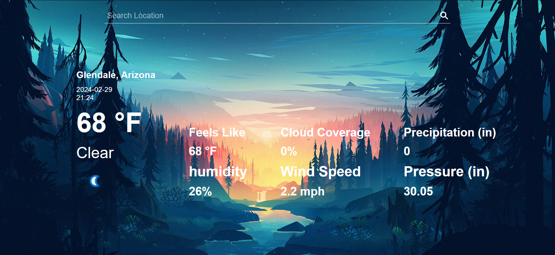 weather app screenshot